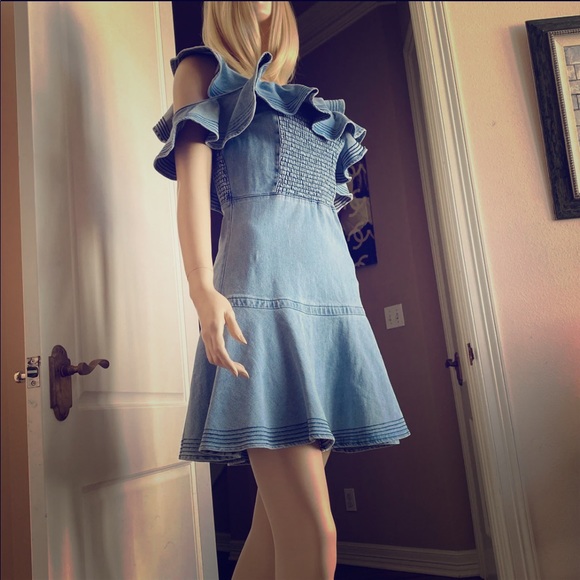 Tanya Taylor | Dresses | Tanya Taylor Denim Ruffle Mini Dress 2 Nwot |  Poshmark